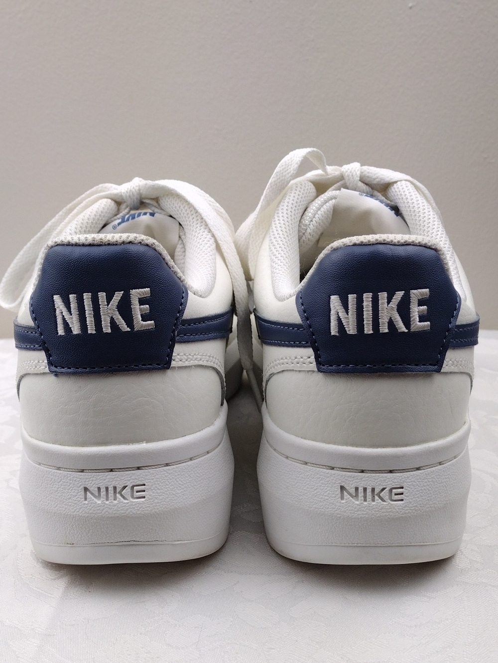 Nike Court Vision Alta White Sail Blue Leather Round Toe Lace Up Low Top Sneaker - Picture 5 of 16